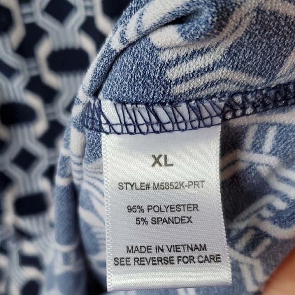 Always Indigo Blue and White Cap Sleeve Buttoned Blouse - Picture 5 of 7